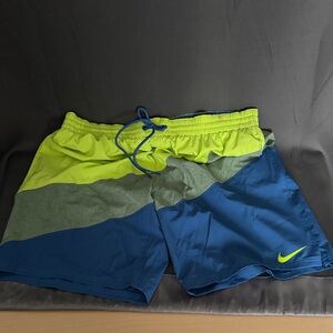 Nike Blue and Green Athletic Shorts